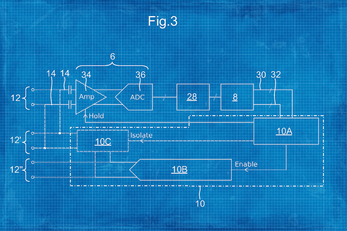 block diagram on blueprint-style paper