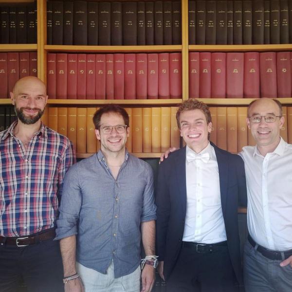 Photo of Manfredi Castelli with supervisor and viva voce examiners.